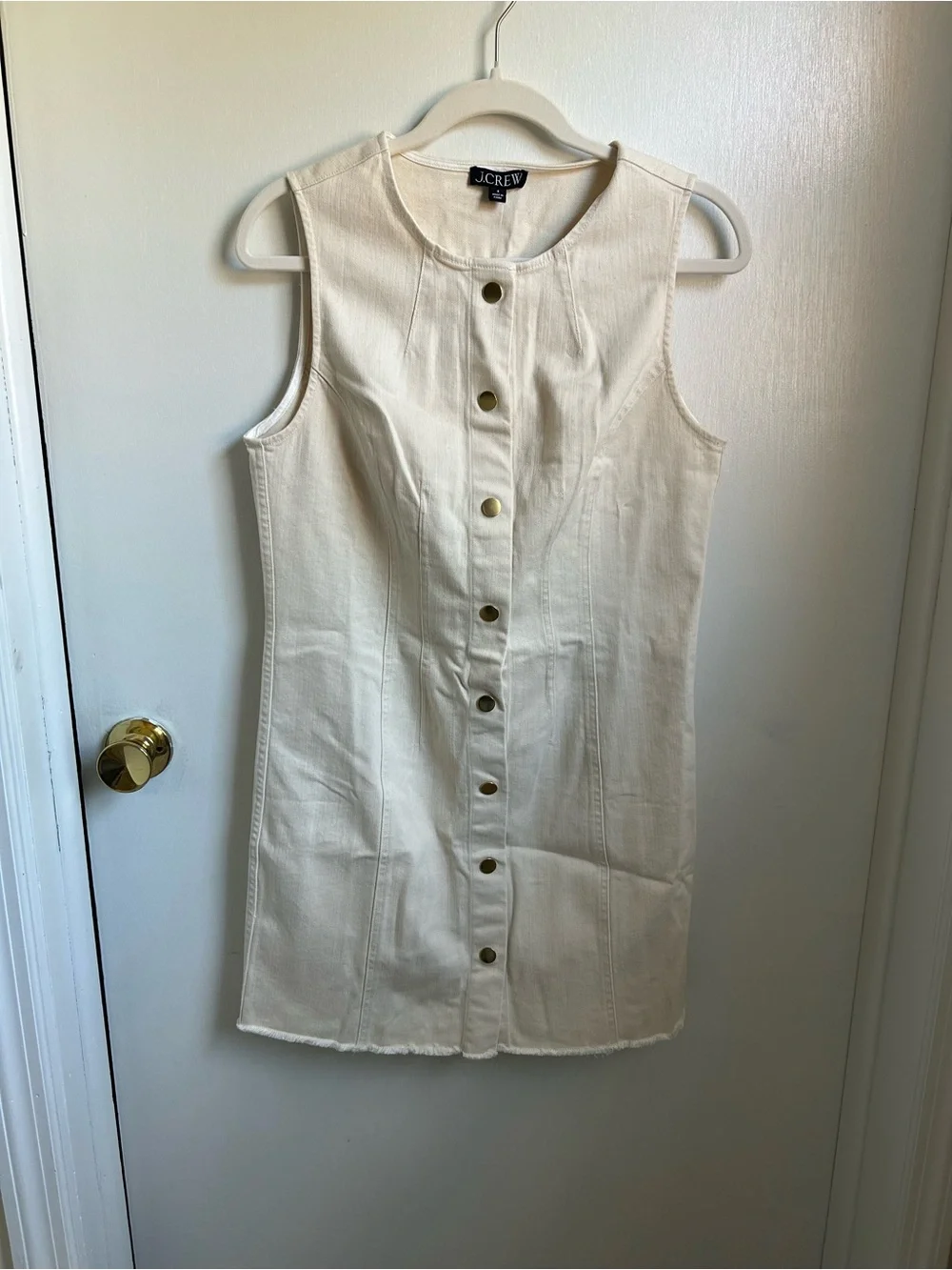 J. Crew Cream Sleeveless Button-Front Mini Dress